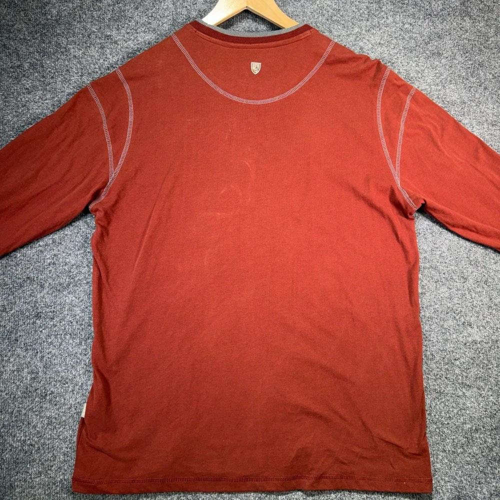 KUHL Wildfibre Shirt Mens Large Red Organic Cotton Zipper Pocket Outdoor Hiking‎
